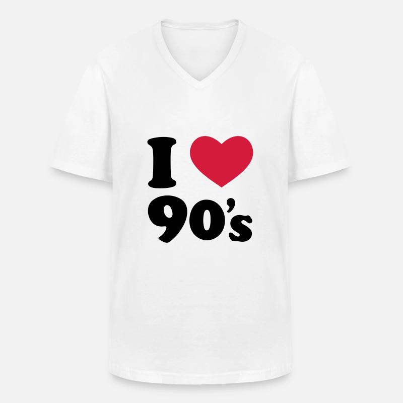 90's - Männer-T-Shirt mit V-Ausschnitt - Weiß