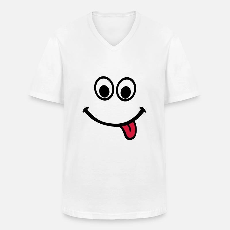 Gesicht - Männer-T-Shirt mit V-Ausschnitt - Weiß