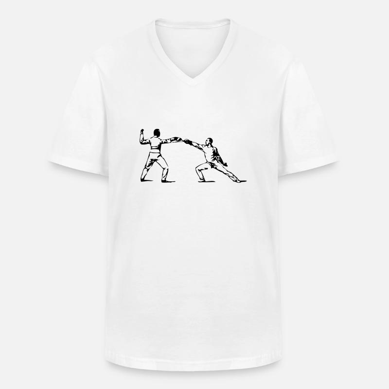 Escrime épée fleurette parade samurai9 - T-shirt col V Homme - blanc