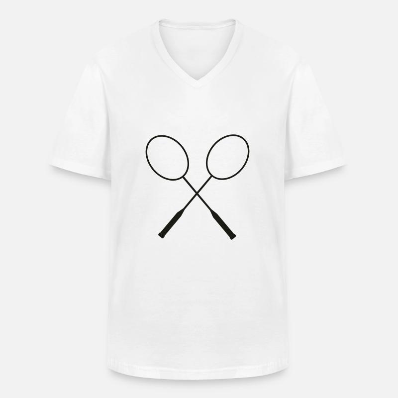 badminton_front - Männer-T-Shirt mit V-Ausschnitt - Weiß
