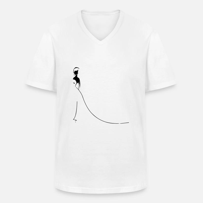Hochzeit, Braut - Männer-T-Shirt mit V-Ausschnitt - Weiß