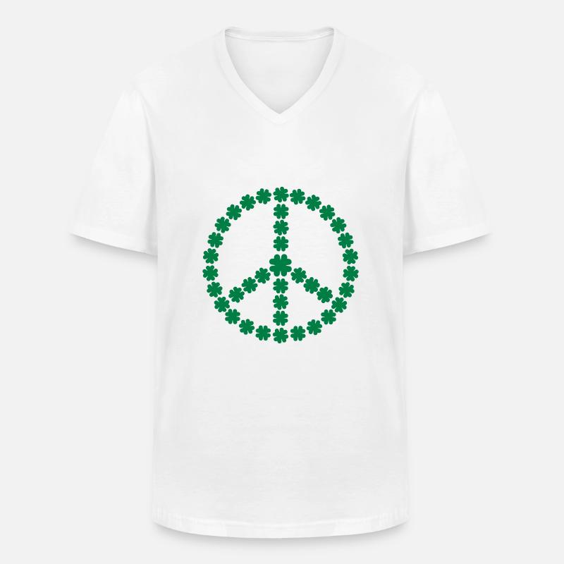 Peace Shamrock - Männer-T-Shirt mit V-Ausschnitt - Weiß