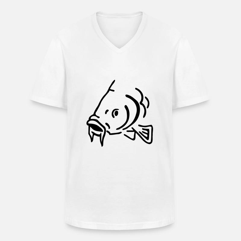Fisch - Männer-T-Shirt mit V-Ausschnitt - Weiß