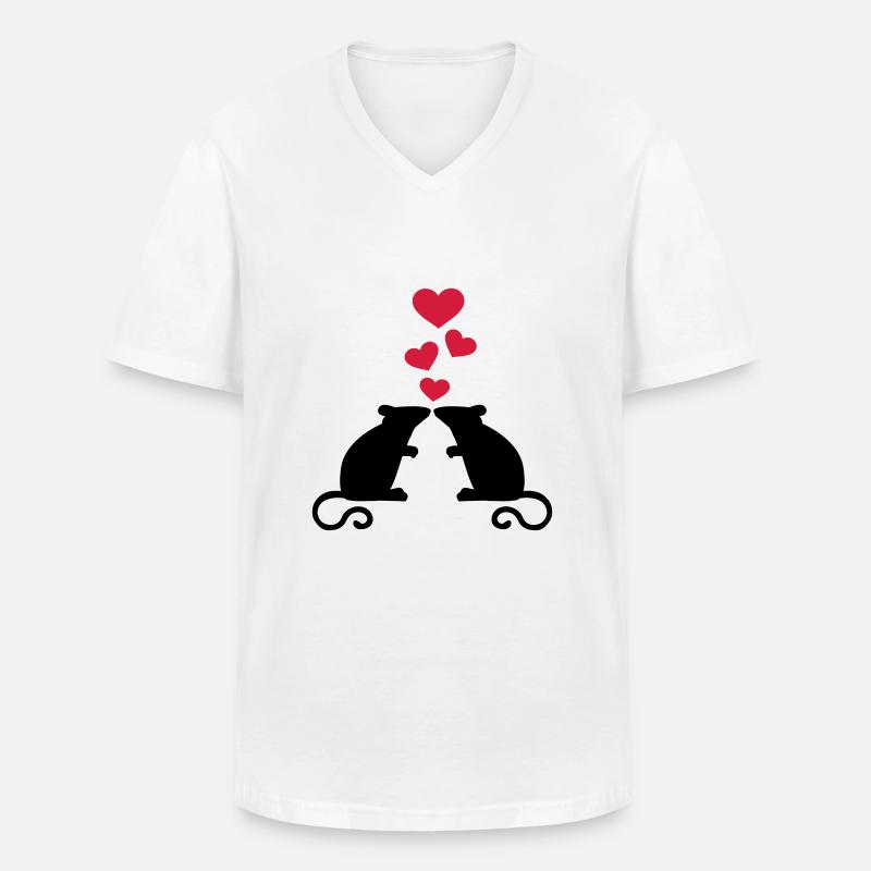 Maus - Männer-T-Shirt mit V-Ausschnitt - Weiß