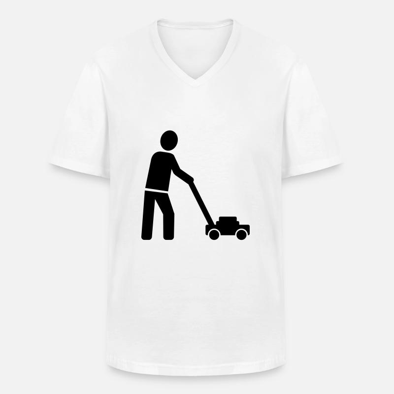 Rasenmäher - Männer-T-Shirt mit V-Ausschnitt - Weiß