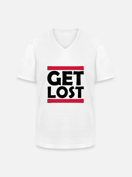 Strip Get Lost - Men's V-Neck T-Shirt - white