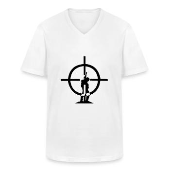 Scharfschütze Zielfernrohr Fadenkreuz Soldat Krieg Zielen Schlagen Schießen - Männer-T-Shirt mit V-Ausschnitt - Weiß - Vorne - AI Model Male 185 light (185cm)
