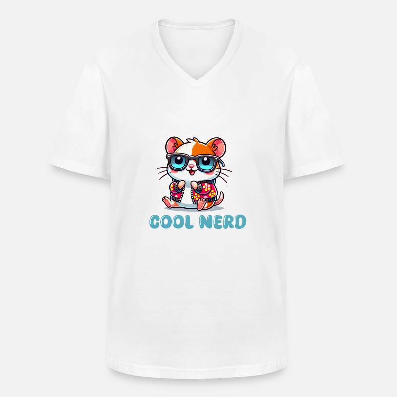 hamster comic cool nerd - Männer-T-Shirt mit V-Ausschnitt - Weiß