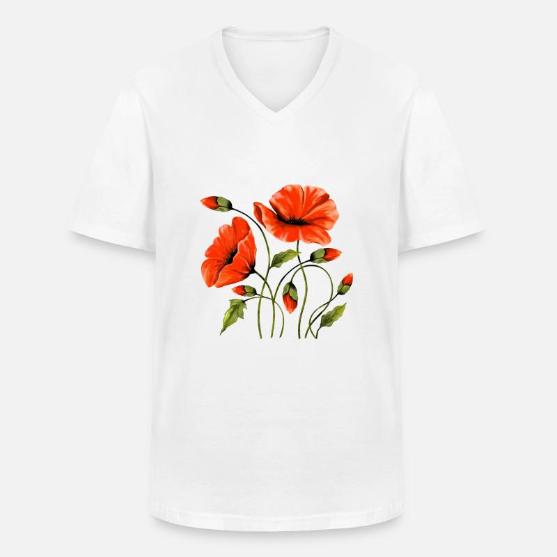Fleur - T-shirt col V Homme - blanc
