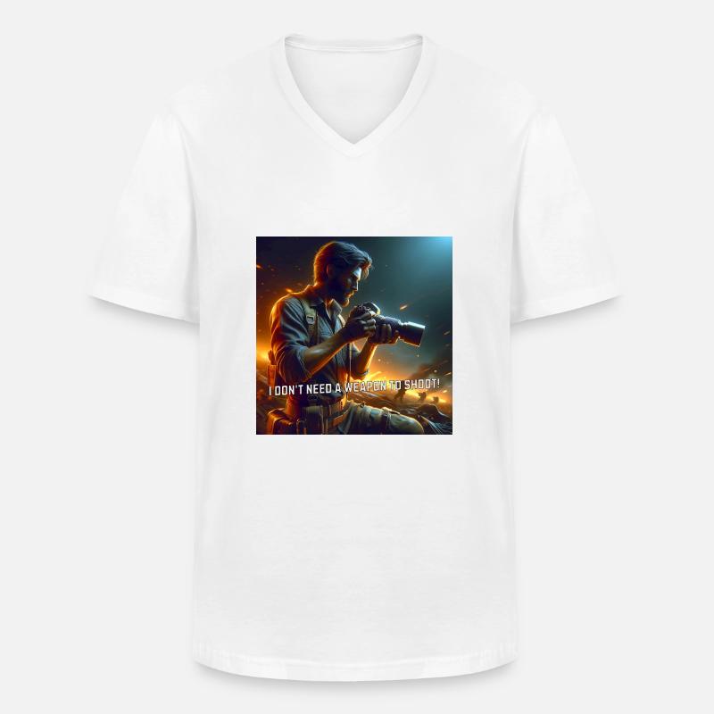 Fotograf im Einsatz - Männer-T-Shirt mit V-Ausschnitt - Weiß