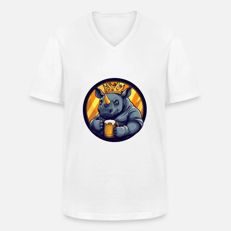Nashorn Bier Comic - Männer-T-Shirt mit V-Ausschnitt - Weiß
