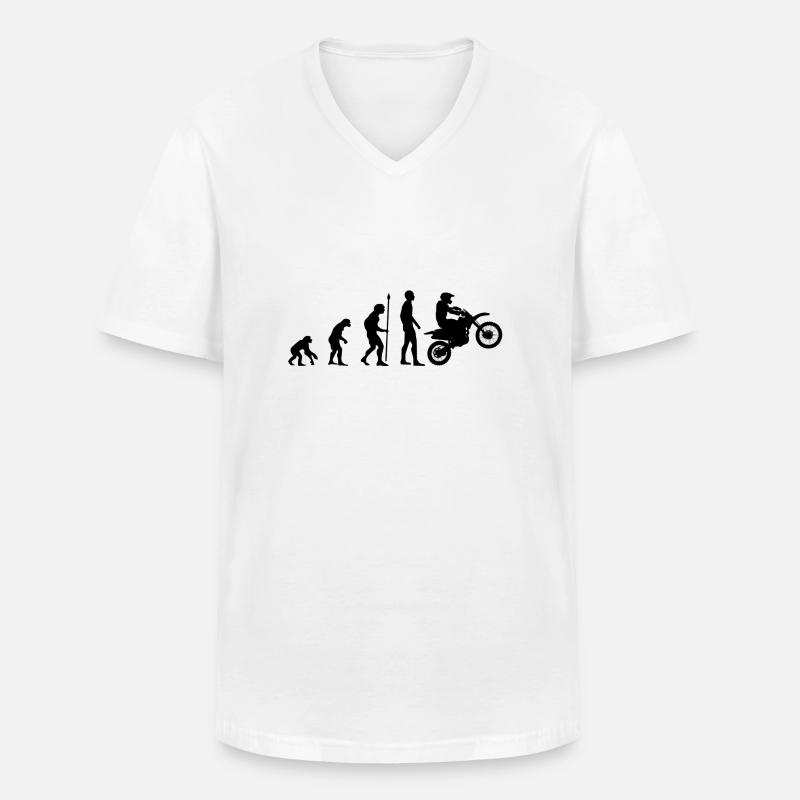 Motorrad Evolution - Männer-T-Shirt mit V-Ausschnitt - Weiß