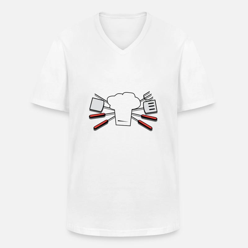 besteck geschirr flatware silverware cutlery84 - Männer-T-Shirt mit V-Ausschnitt - Weiß