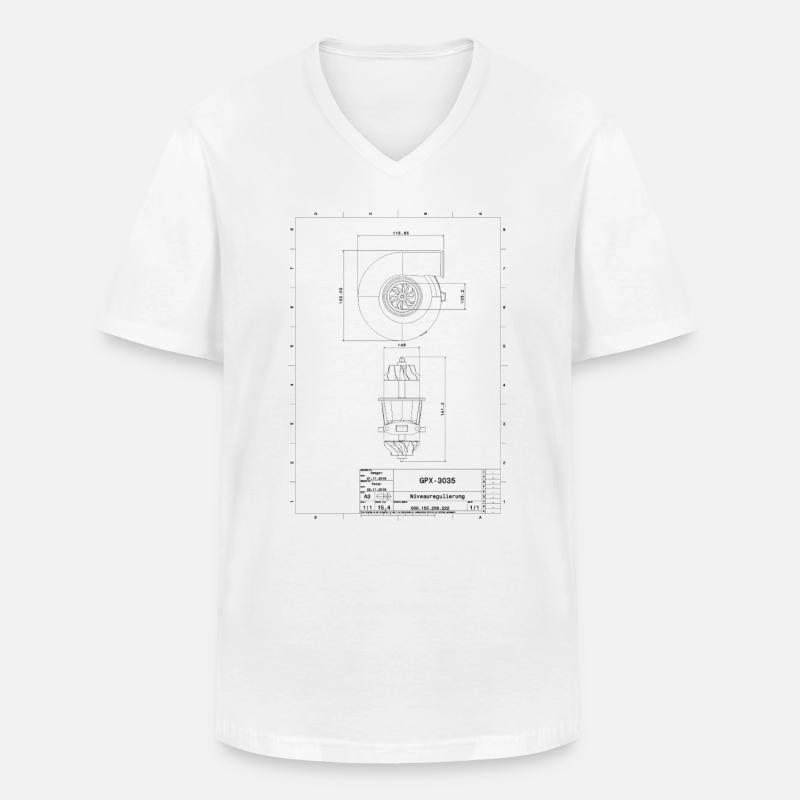Technische Zeichnung Turbolader - Männer-T-Shirt mit V-Ausschnitt - Weiß