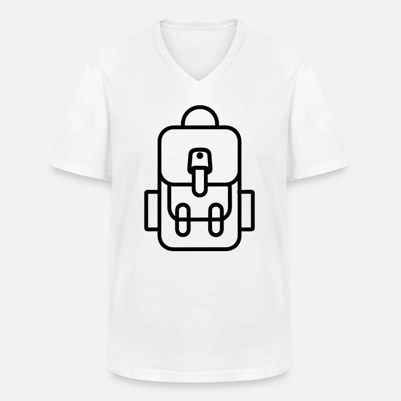 Rucksack - Männer-T-Shirt mit V-Ausschnitt - Weiß