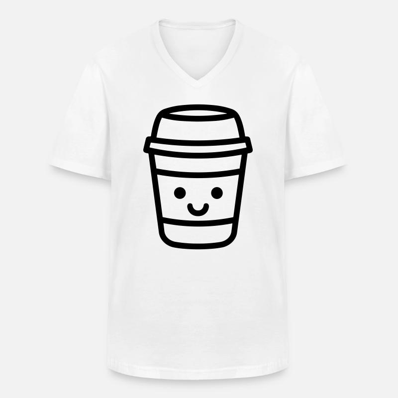 Mug de café - T-shirt col V Homme - blanc