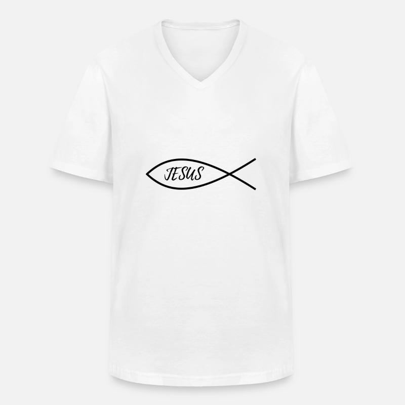 Jesus - Männer-T-Shirt mit V-Ausschnitt - Weiß