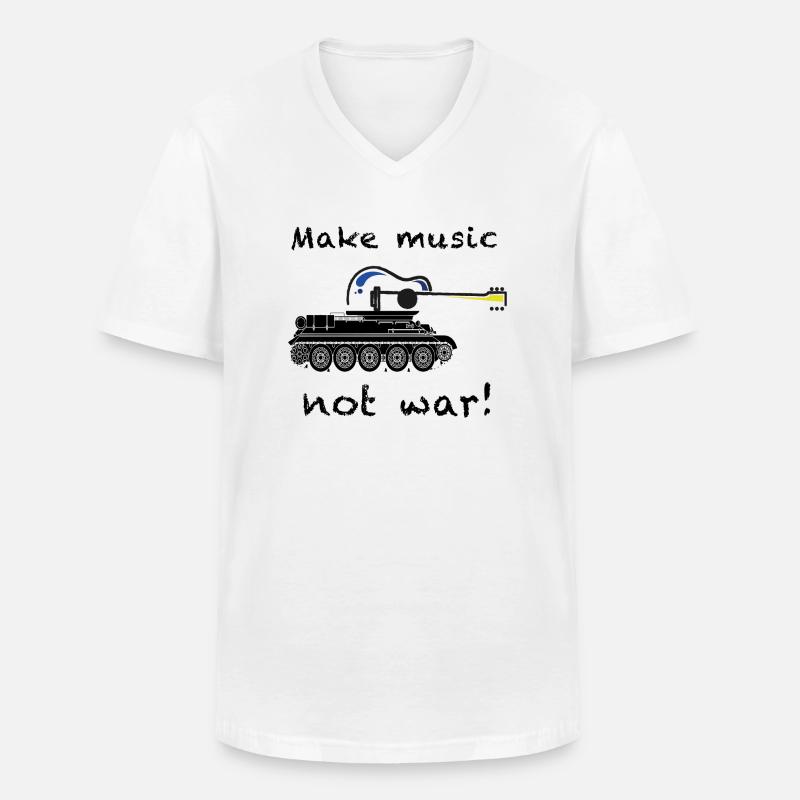 Make music not war - Männer-T-Shirt mit V-Ausschnitt - Weiß