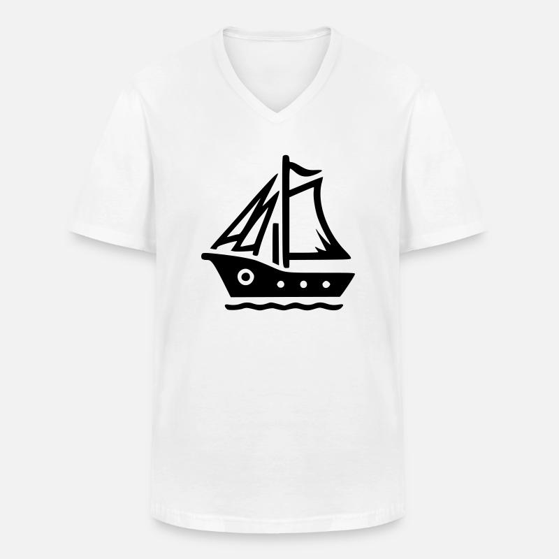 Kleines Segelboot - Männer-T-Shirt mit V-Ausschnitt - Weiß