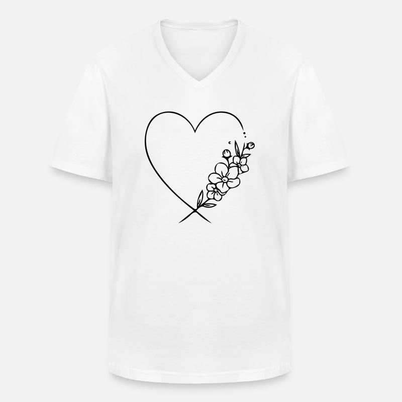 Herz - Männer-T-Shirt mit V-Ausschnitt - Weiß