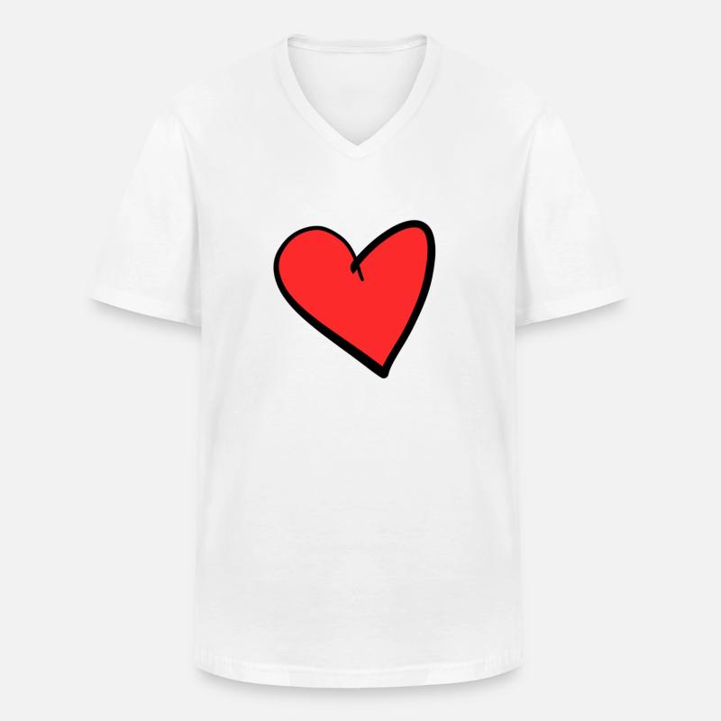 Herz rot - Männer-T-Shirt mit V-Ausschnitt - Weiß