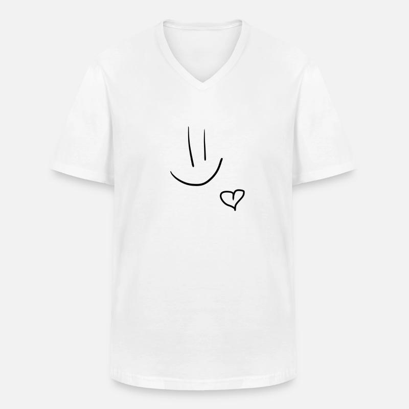 Smiley Herz - Männer-T-Shirt mit V-Ausschnitt - Weiß