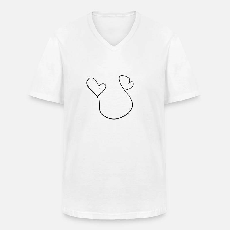 Herzen Linien - Männer-T-Shirt mit V-Ausschnitt - Weiß