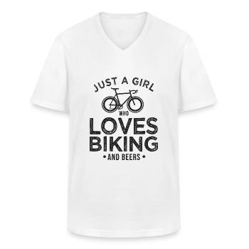Mädchen liebt Radfahren Humor Frau Radfahrer Fahrrad Fahrrad - Männer-T-Shirt mit V-Ausschnitt - Weiß - Vorne - AI Model Male 185 light (185cm)