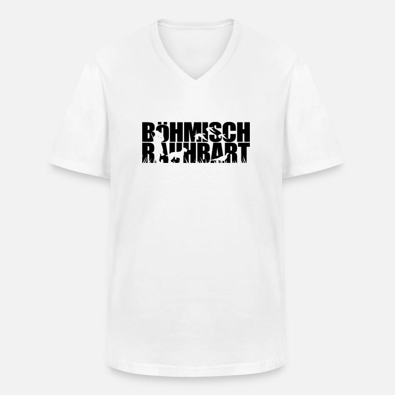 BÖHMISCH RAUHBART Jagdhunde Jagdhund Wilsigns - Männer-T-Shirt mit V-Ausschnitt - Weiß