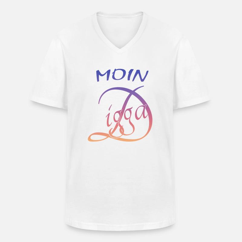Moin Digga - Männer-T-Shirt mit V-Ausschnitt - Weiß