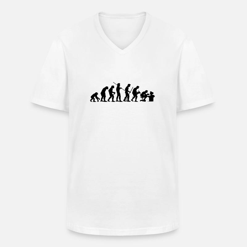 Darwin Evolution - Männer-T-Shirt mit V-Ausschnitt - Weiß