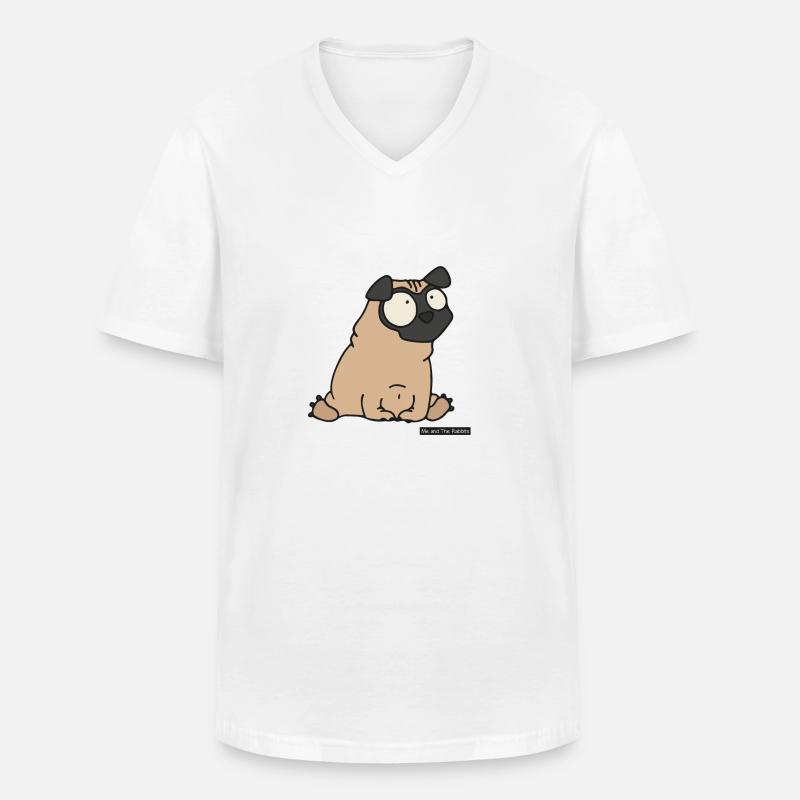 Mops / Pug - Männer-T-Shirt mit V-Ausschnitt - Weiß