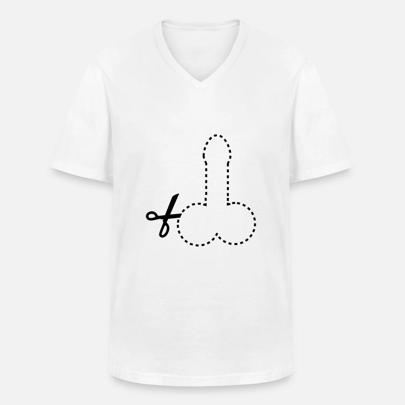 dashed_cut_out_penis_1c - Männer-T-Shirt mit V-Ausschnitt - Weiß