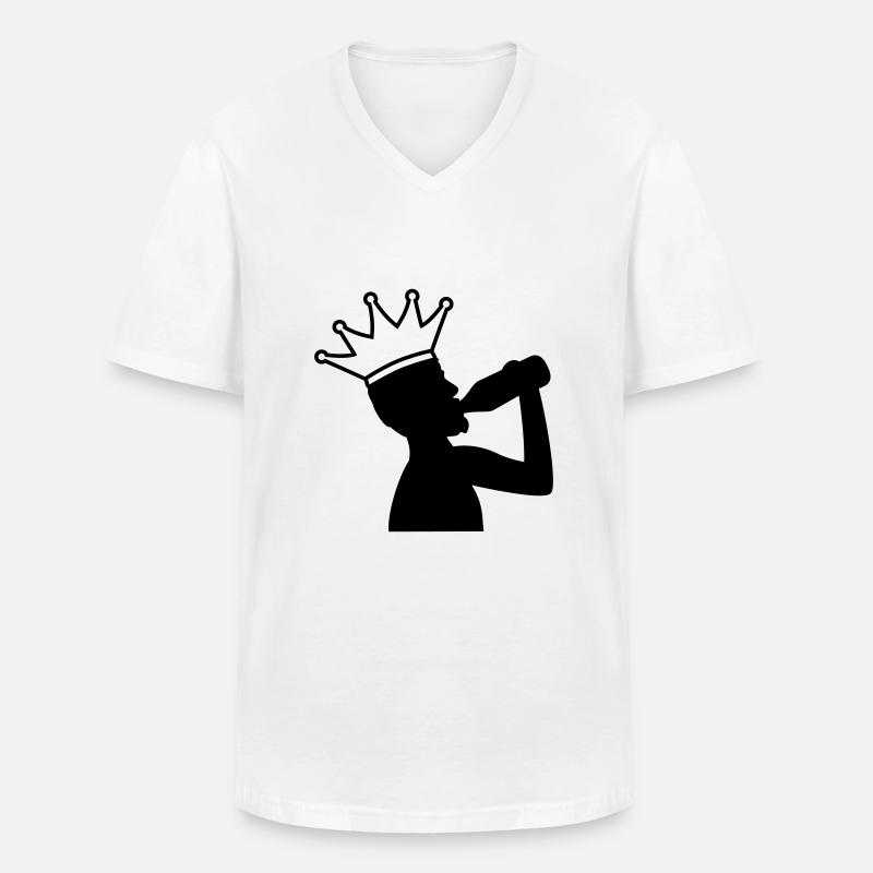 Beer King - Männer-T-Shirt mit V-Ausschnitt - Weiß