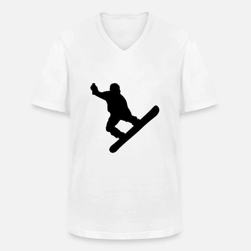 snowboard - Männer-T-Shirt mit V-Ausschnitt - Weiß