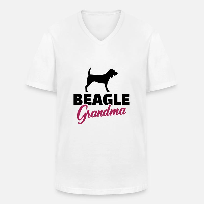 Beagle - Männer-T-Shirt mit V-Ausschnitt - Weiß