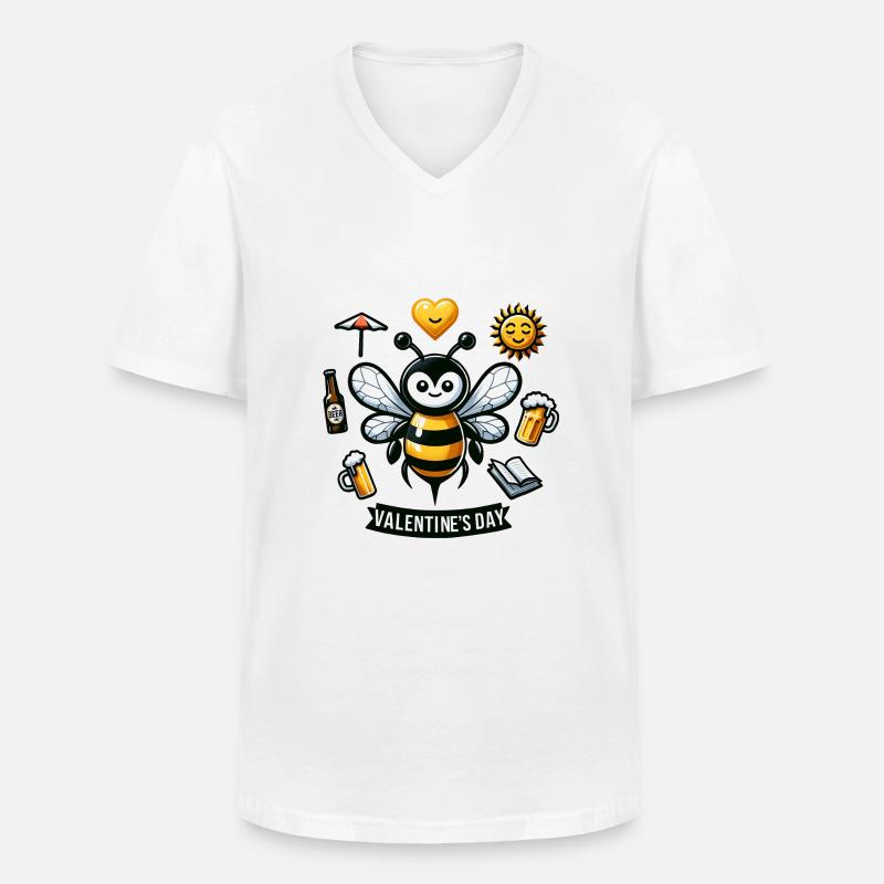 Valentine's Buzz My Valentine - Männer-T-Shirt mit V-Ausschnitt - Weiß