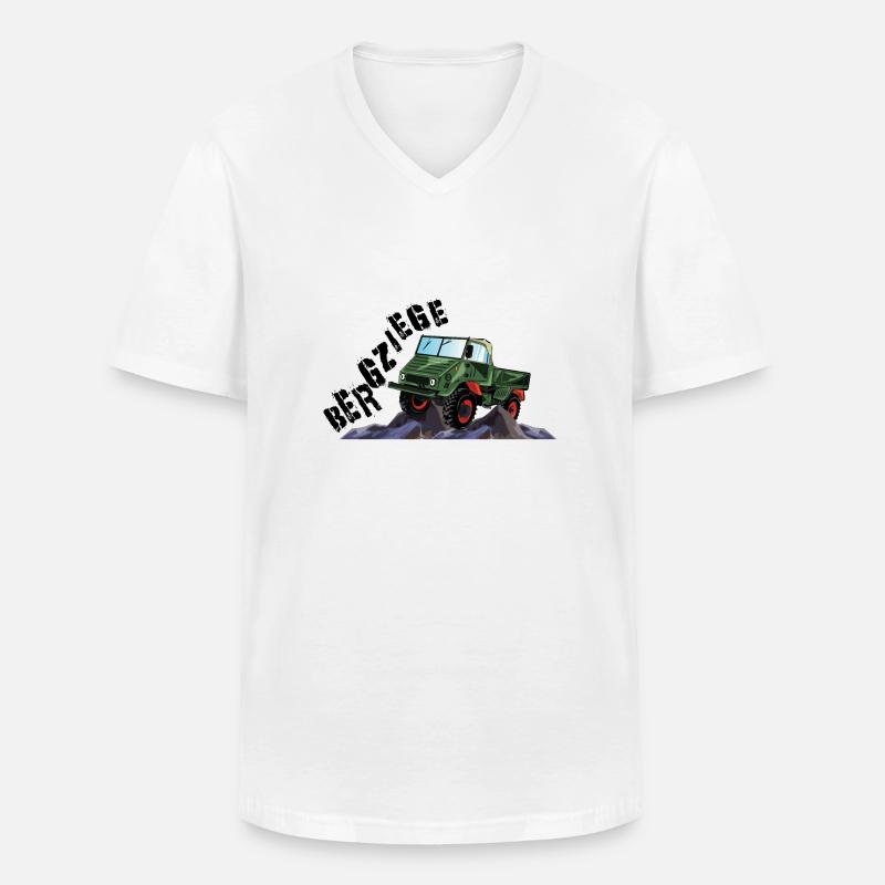 Bergziege - Unimog - Offroad - Oldtimer - Männer-T-Shirt mit V-Ausschnitt - Weiß