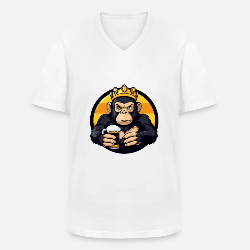 Monkey Beer Comic - Men's V-Neck T-Shirt - white