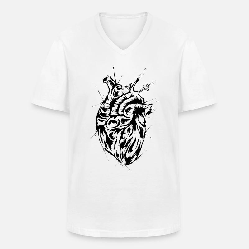 Anatomisches Herz - Männer-T-Shirt mit V-Ausschnitt - Weiß