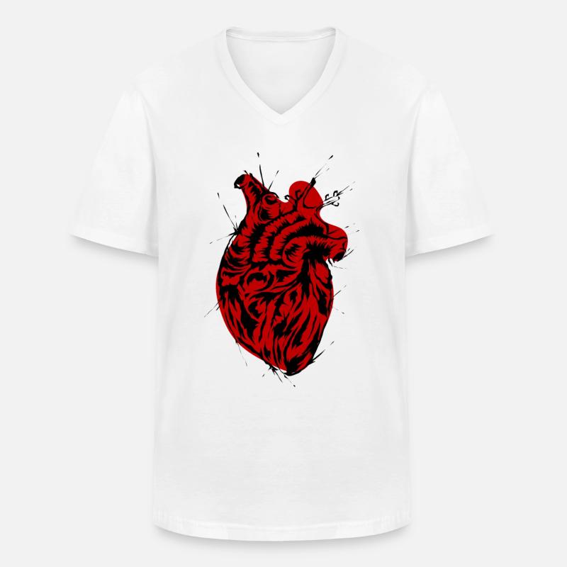 Herz Anatomisch - Männer-T-Shirt mit V-Ausschnitt - Weiß