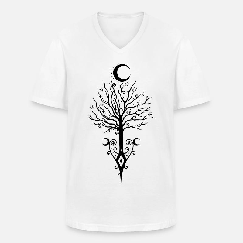 Tree Moon Night Stars Moon Tree - Men's V-Neck T-Shirt - white