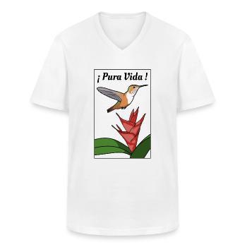 Pura Vida - Colibri (cadre noir) - T-shirt col V Homme - blanc - Devant - AI Model Male 185 light (185cm)