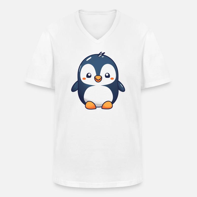 Süßer Pinguin - Männer-T-Shirt mit V-Ausschnitt - Weiß