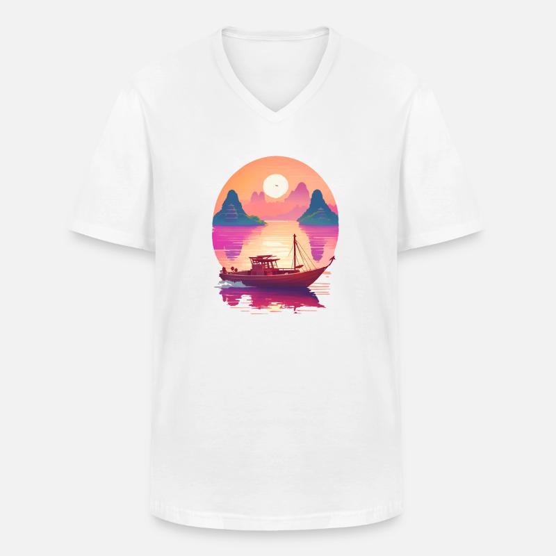 Sunset Serenade, Ninh Binh - Männer-T-Shirt mit V-Ausschnitt - Weiß