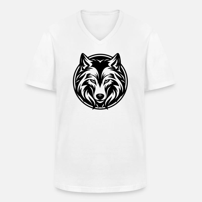 Wolf - Männer-T-Shirt mit V-Ausschnitt - Weiß