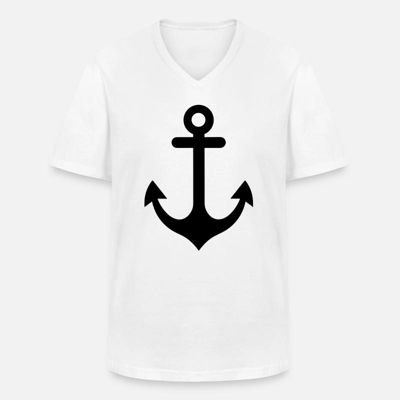 Anker - Männer-T-Shirt mit V-Ausschnitt - Weiß