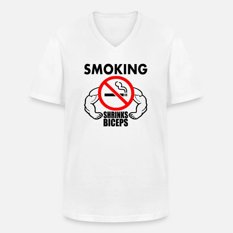 Smoking shrinks the biceps - Männer-T-Shirt mit V-Ausschnitt - Weiß