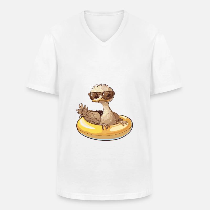 Strauß Comic Cool - Männer-T-Shirt mit V-Ausschnitt - Weiß
