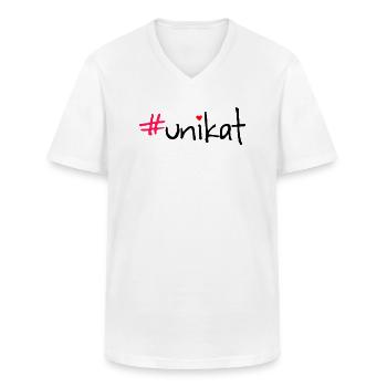 #unikat - Männer-T-Shirt mit V-Ausschnitt - Weiß - Vorne - AI Model Male 185 light (185cm)